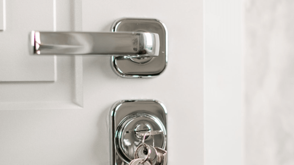 Real keyed commercial-style door handle and lockset
